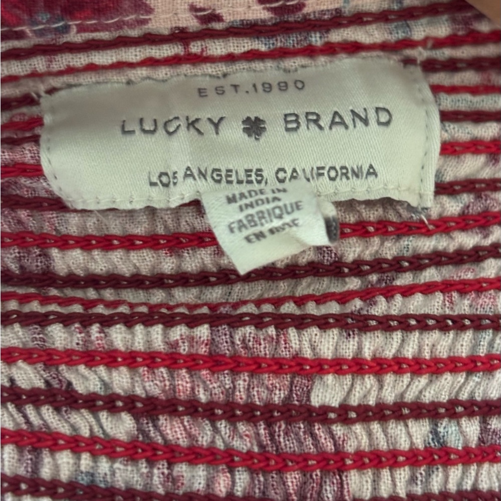 Lucky Brand Smocked Floral Babydoll Top Size Medium - Picture 8 of 10
